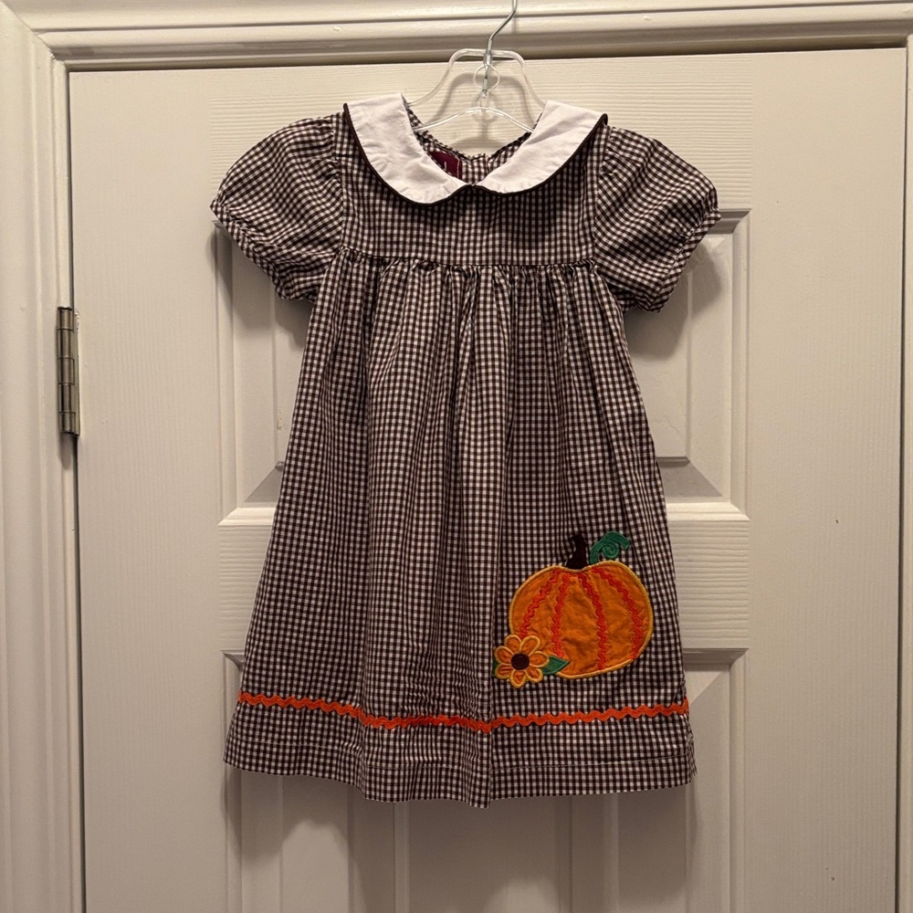 Lil Cactus Thanksgiving Embroidered Pumpkin Dress